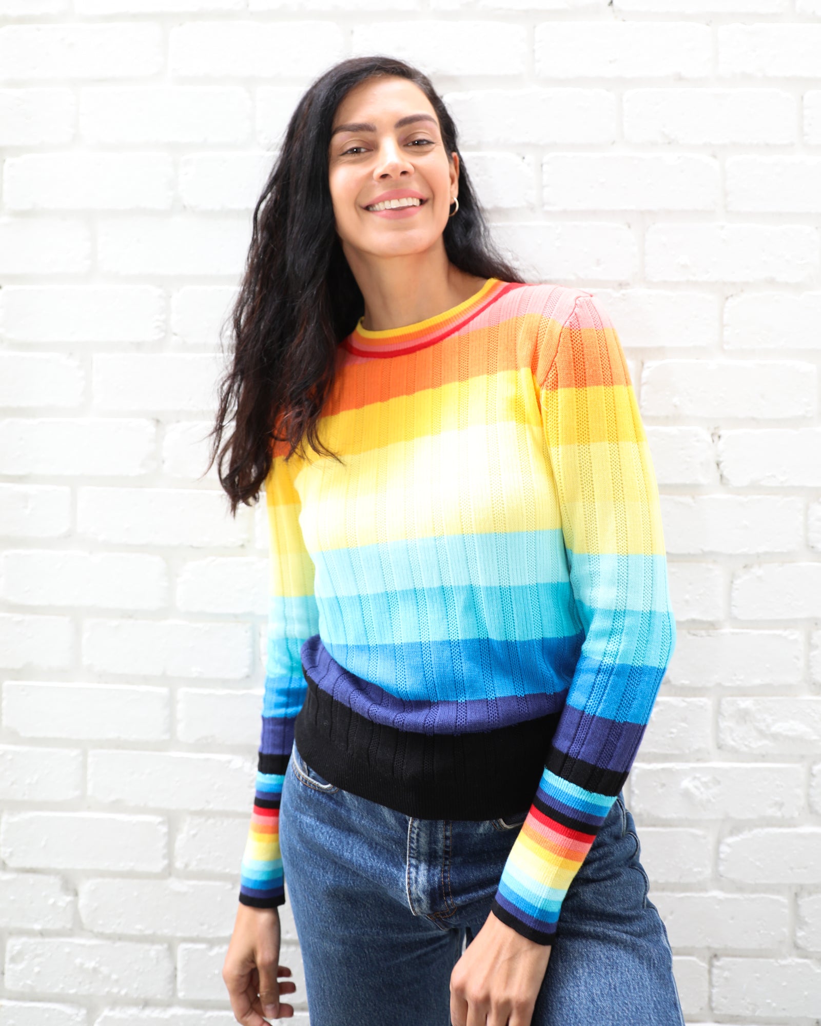 Rainbow Rib Long Sleeve Top