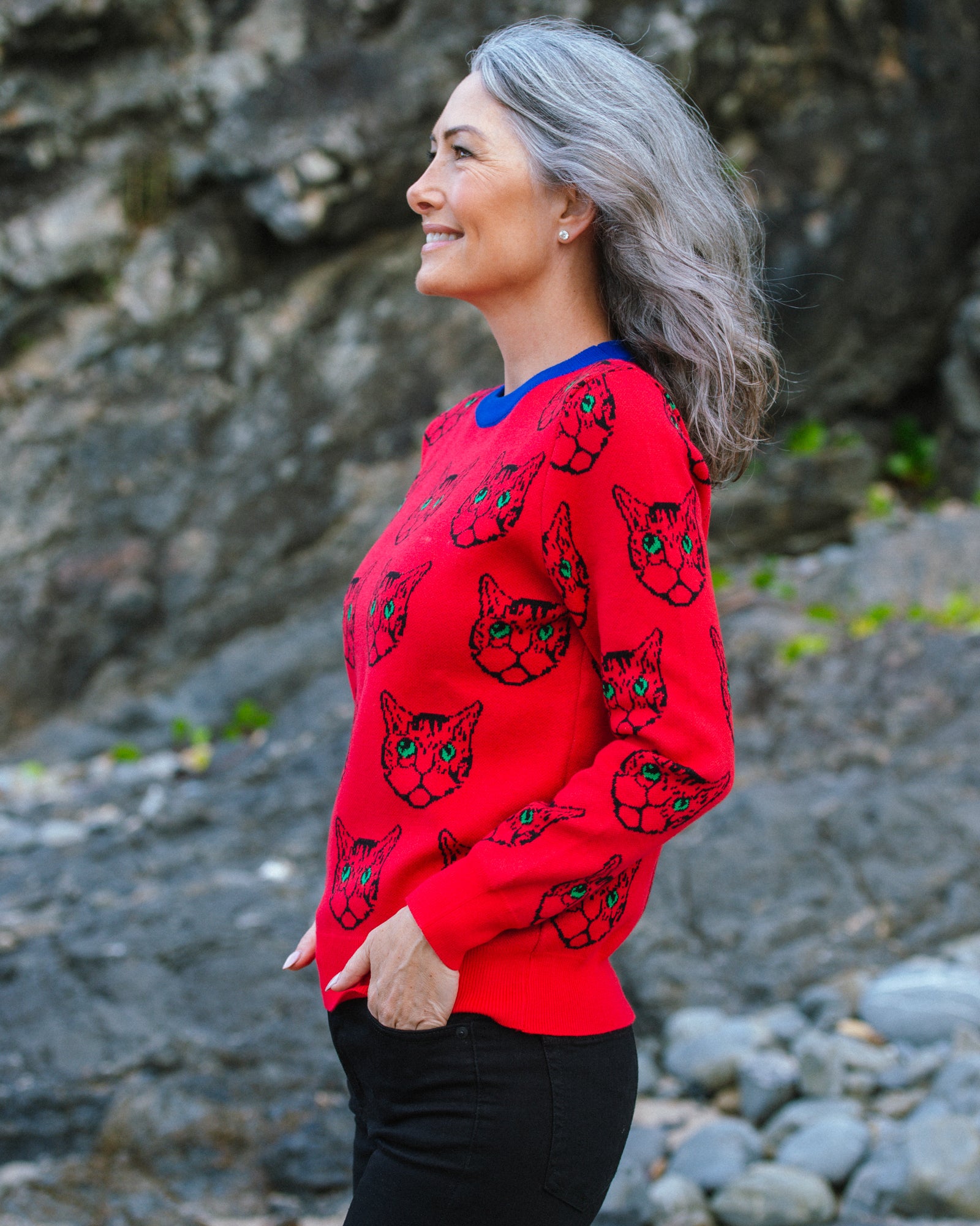 Kitty Kat Knit Jumper - Red