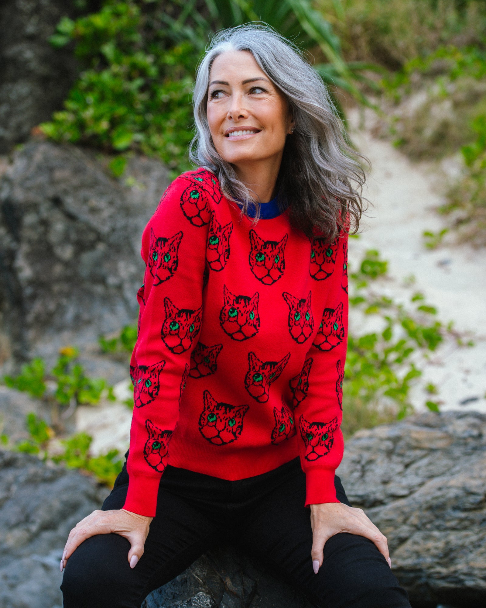 Kitty Kat Knit Jumper - Red