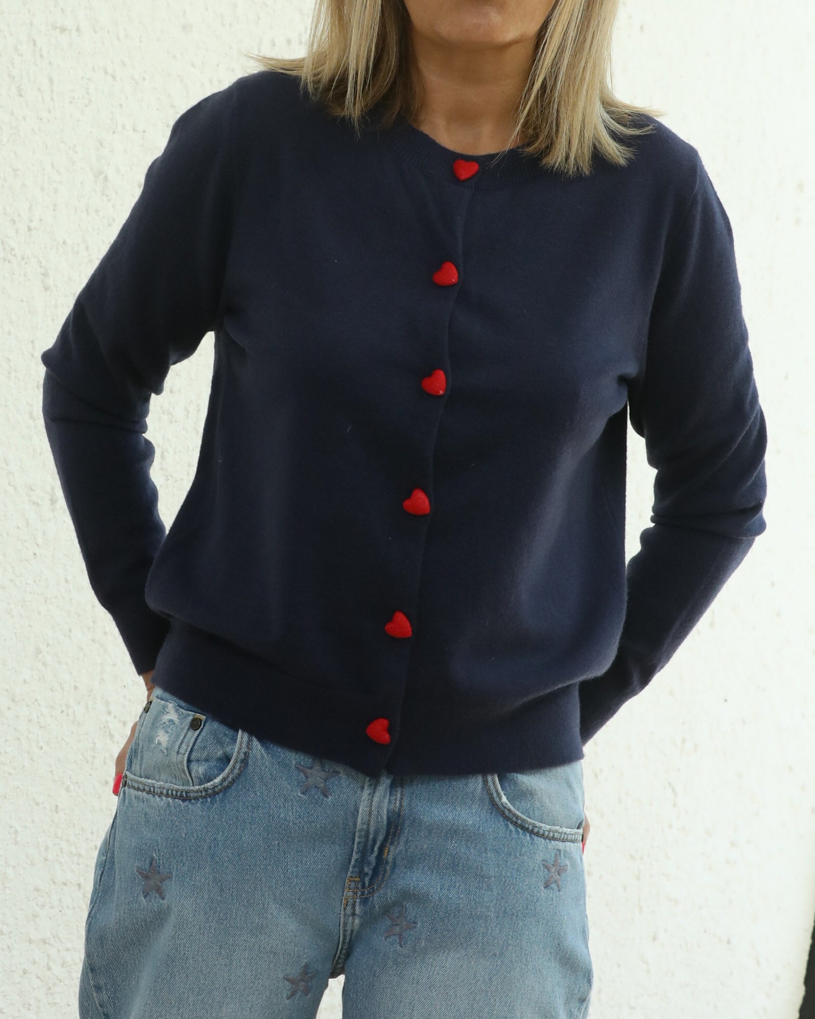 Amour Long Sleeve Cardigan in Navy