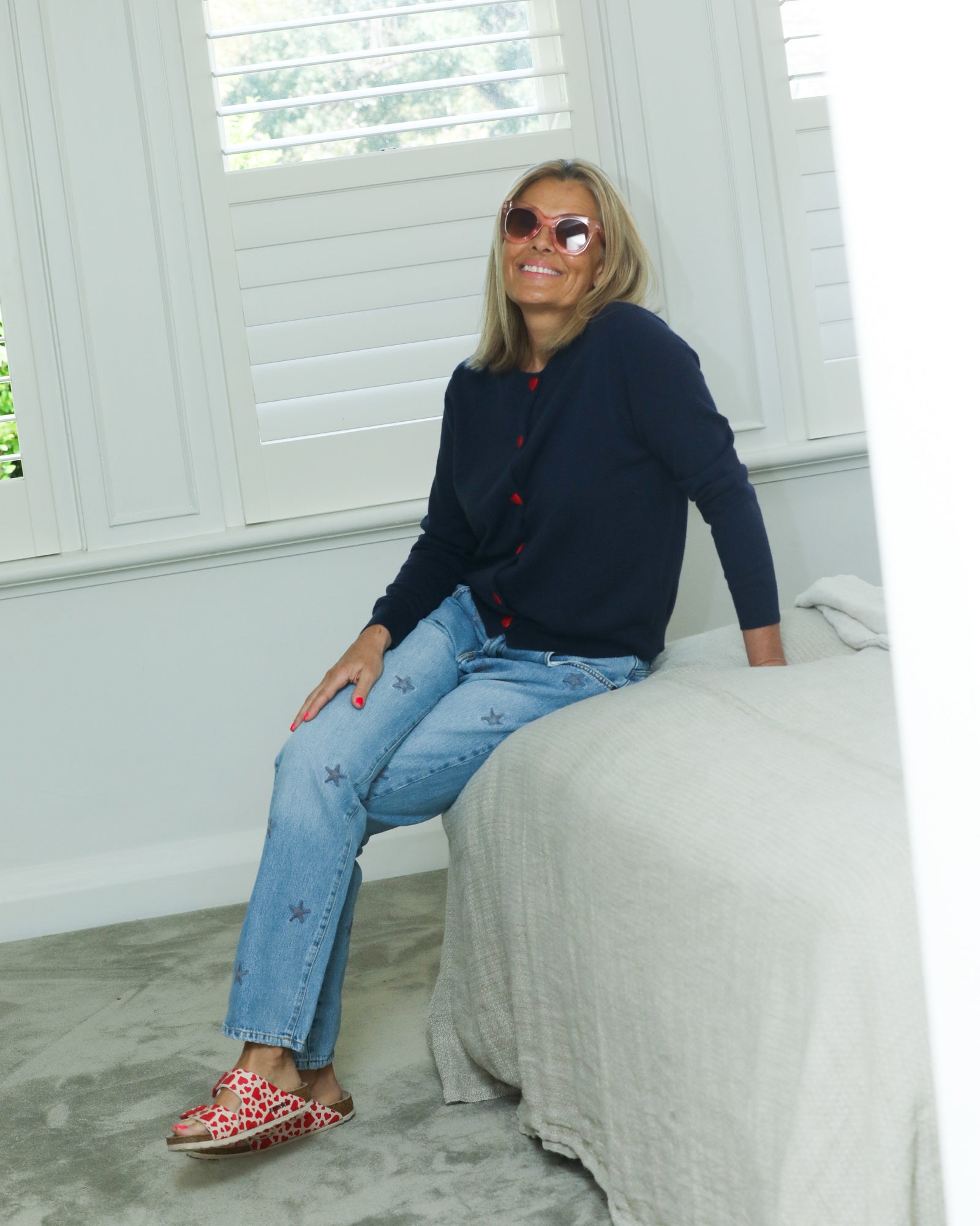 Amour Long Sleeve Cardigan in Navy