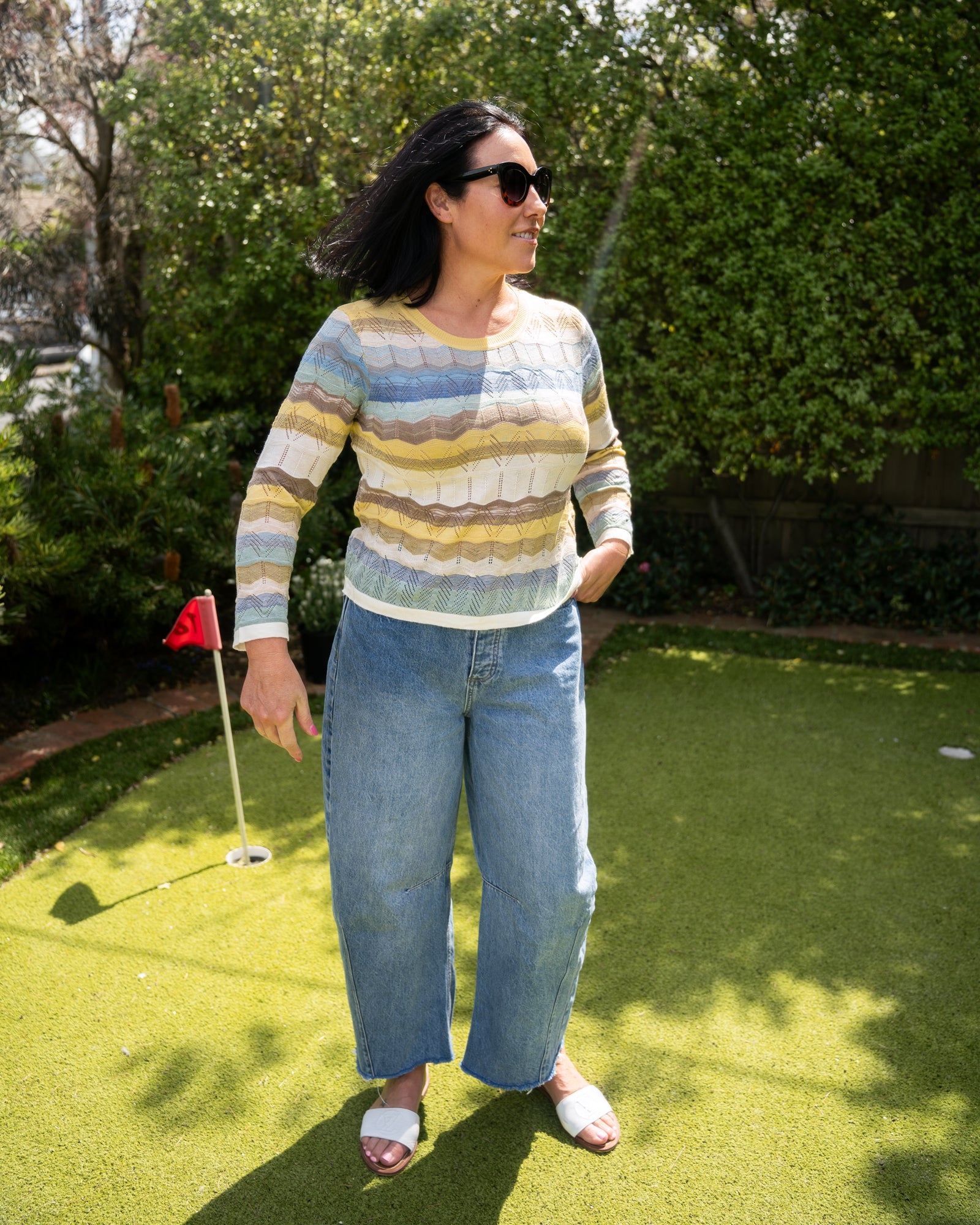 Breezy Stripe Rib Long Sleeve Knit - Spring Yellow