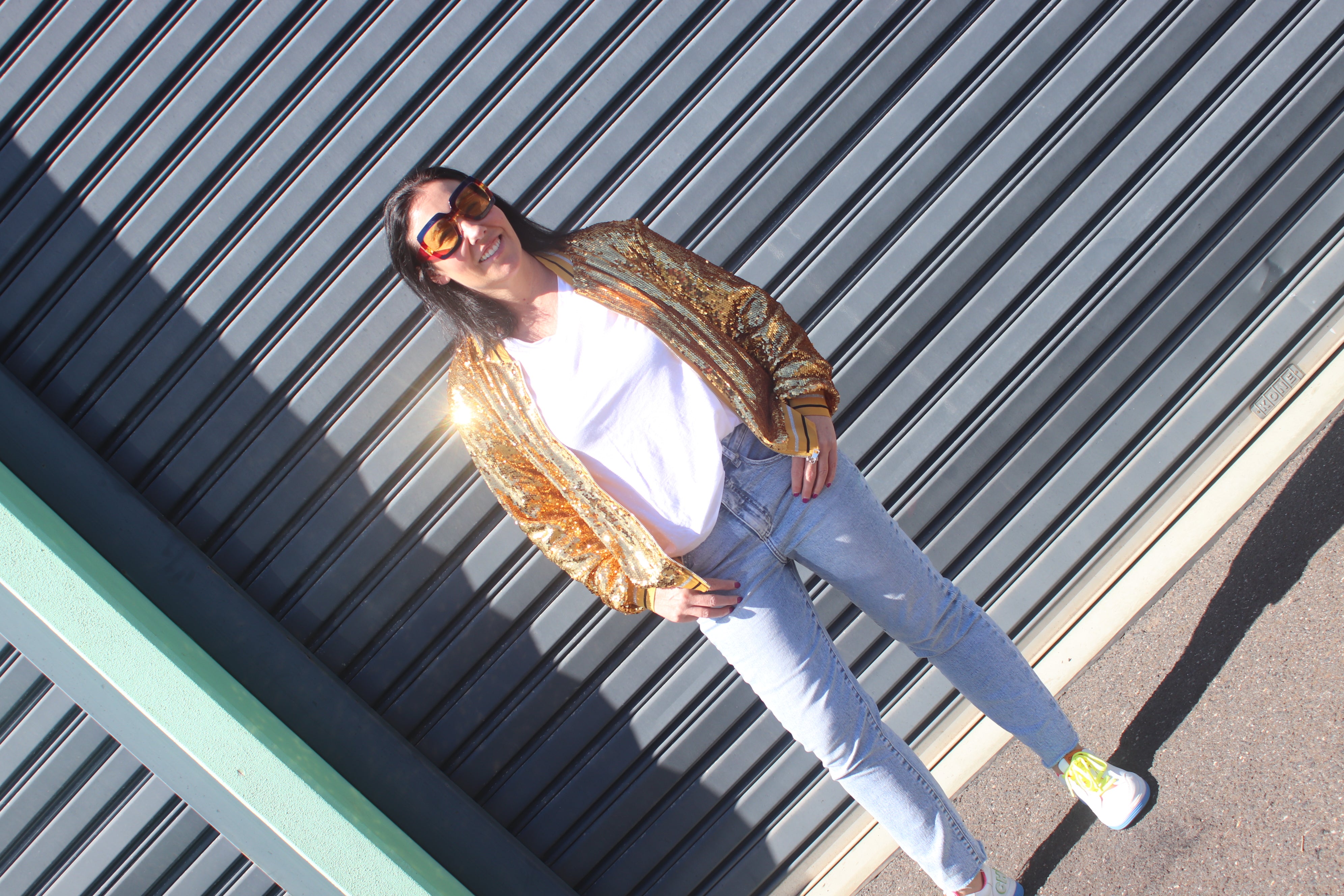 Sequin Bomber Jacket - Gold