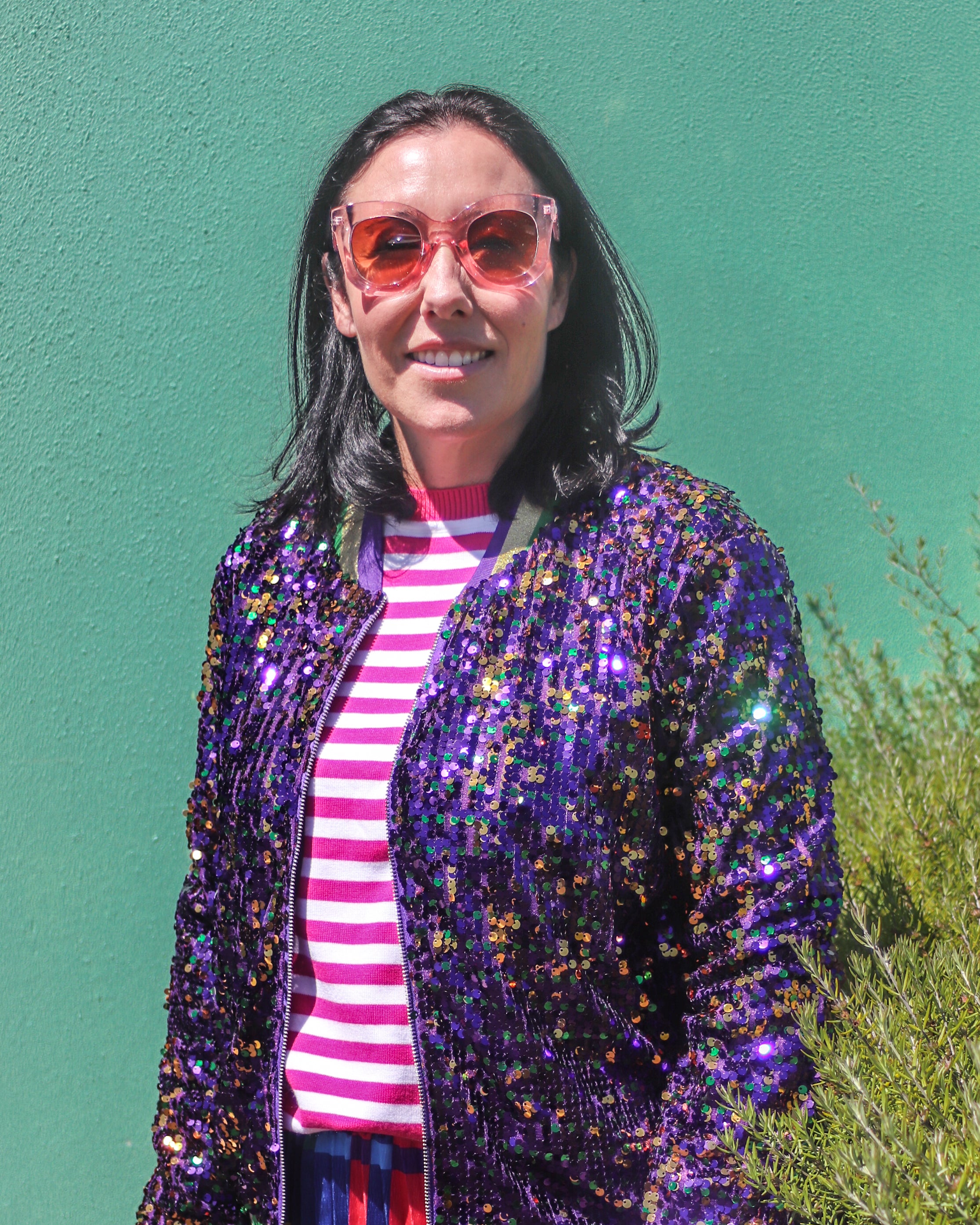 Sequin Bomber Jacket - Purple