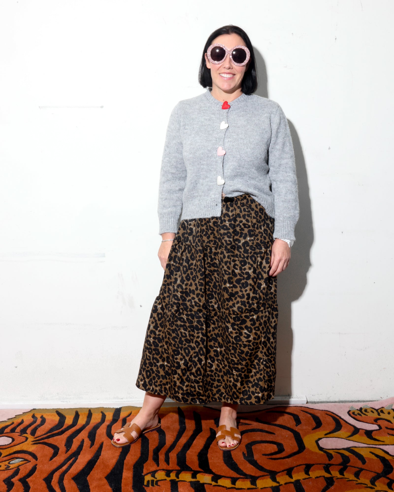 Amour Grey Cardigan with Multi Heart Buttons