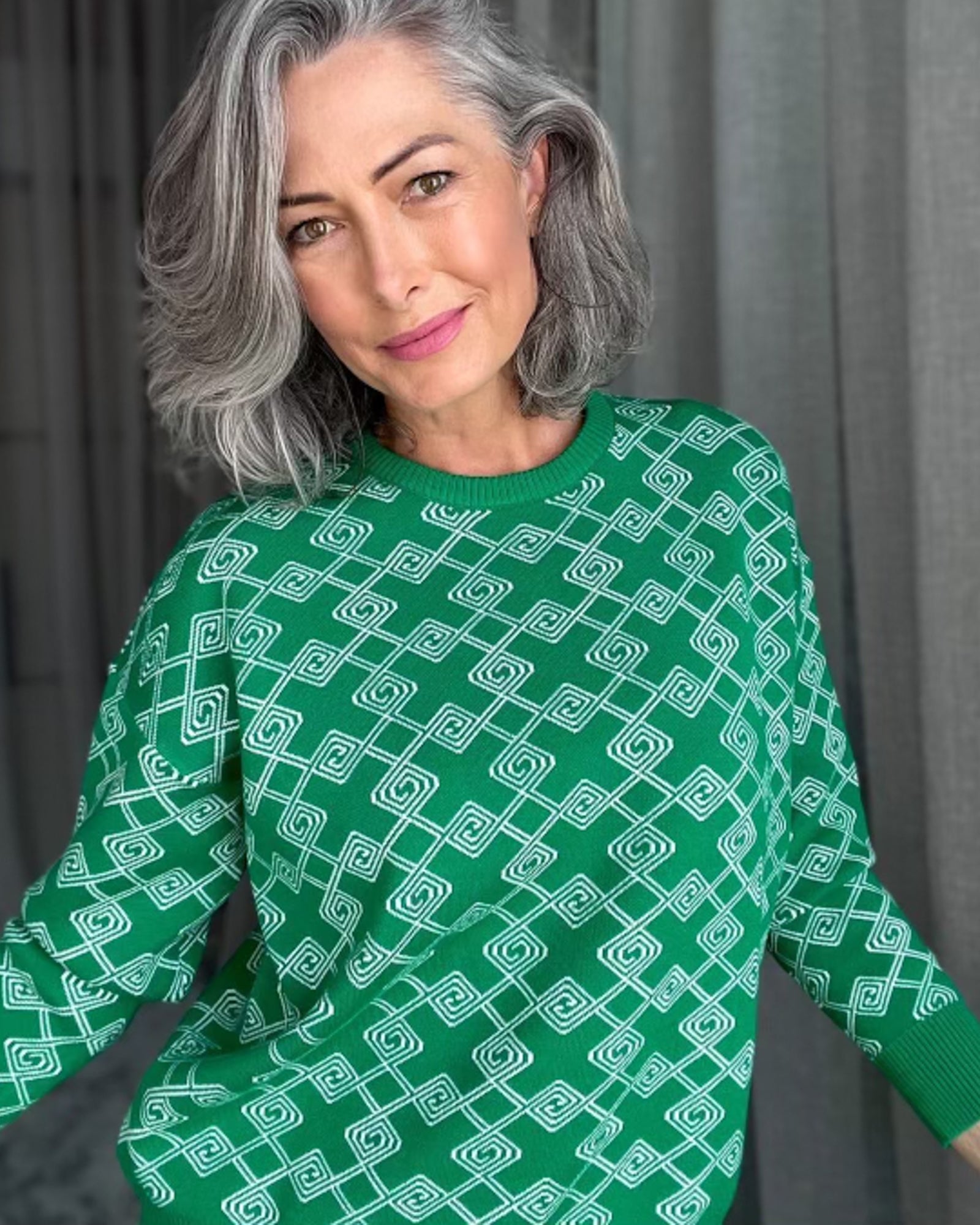 Susie Knit Jumper - White + Green