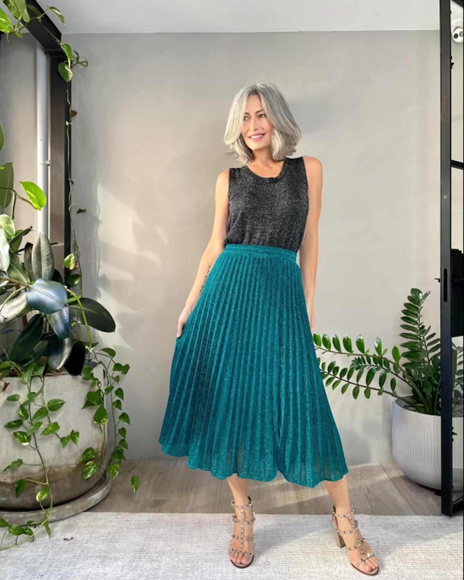 Elsie Shimmer Skirt - Emerald