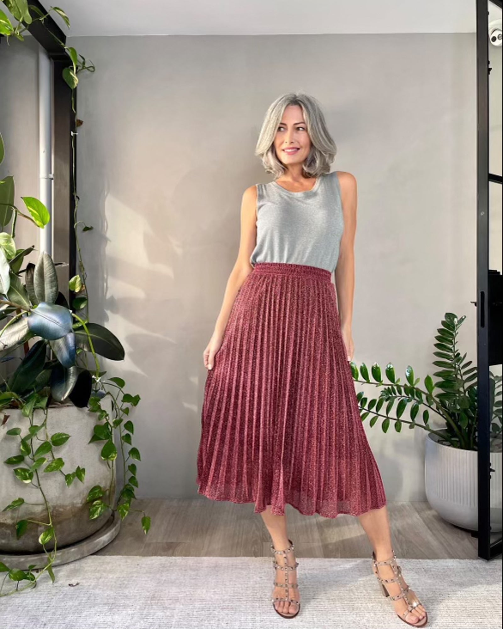 Elsie Shimmer Skirt - Rose