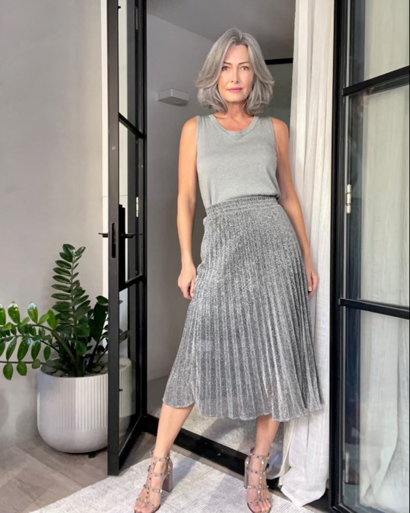 Elsie Shimmer Skirt - Silver