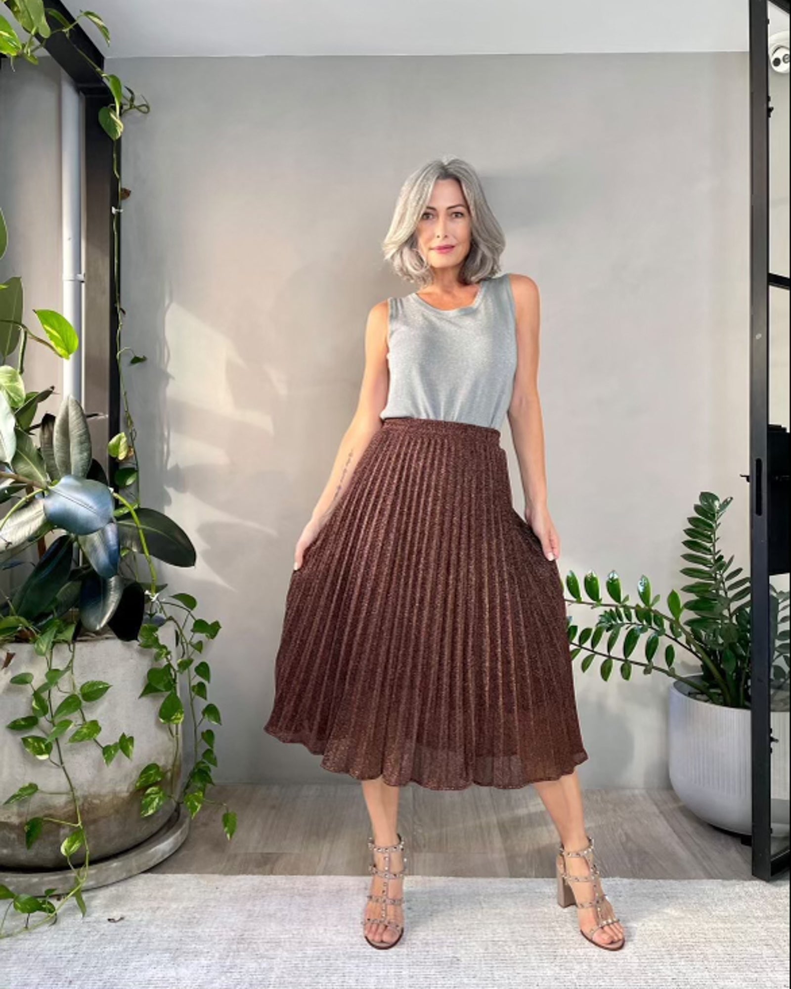 Elsie Shimmer Skirt - Copper