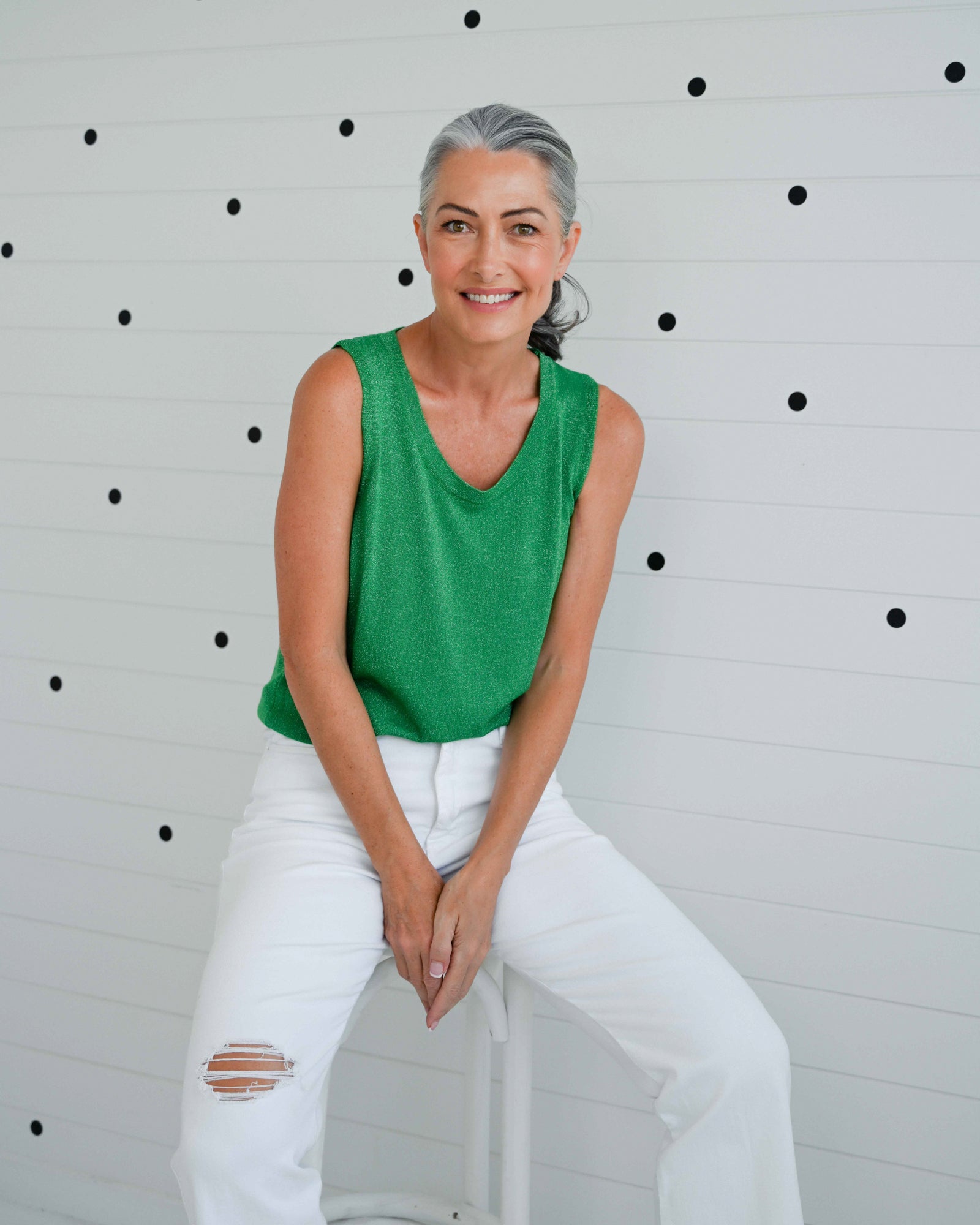 Lurex Singlet Top - Emerald