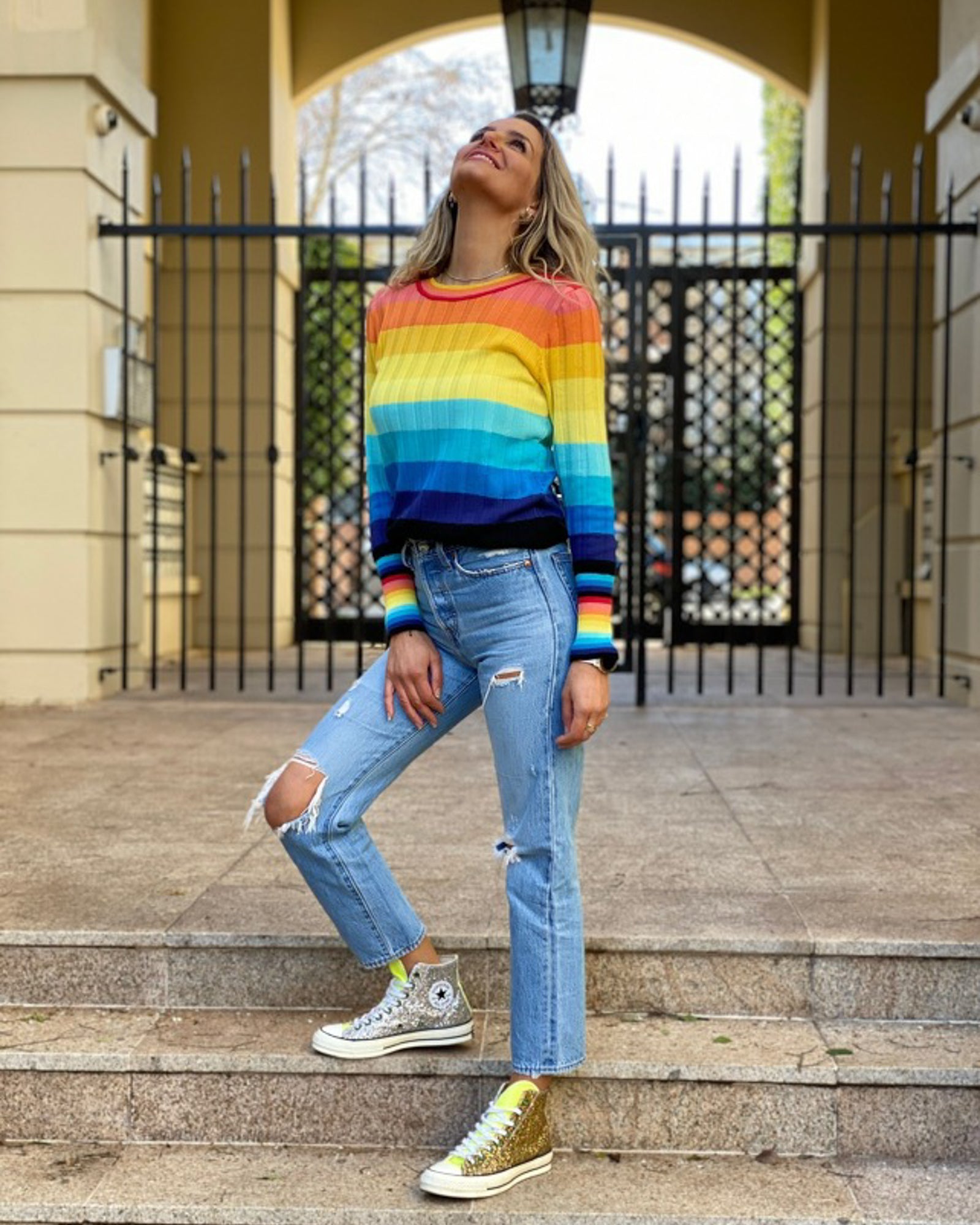 Rainbow Rib Long Sleeve Top