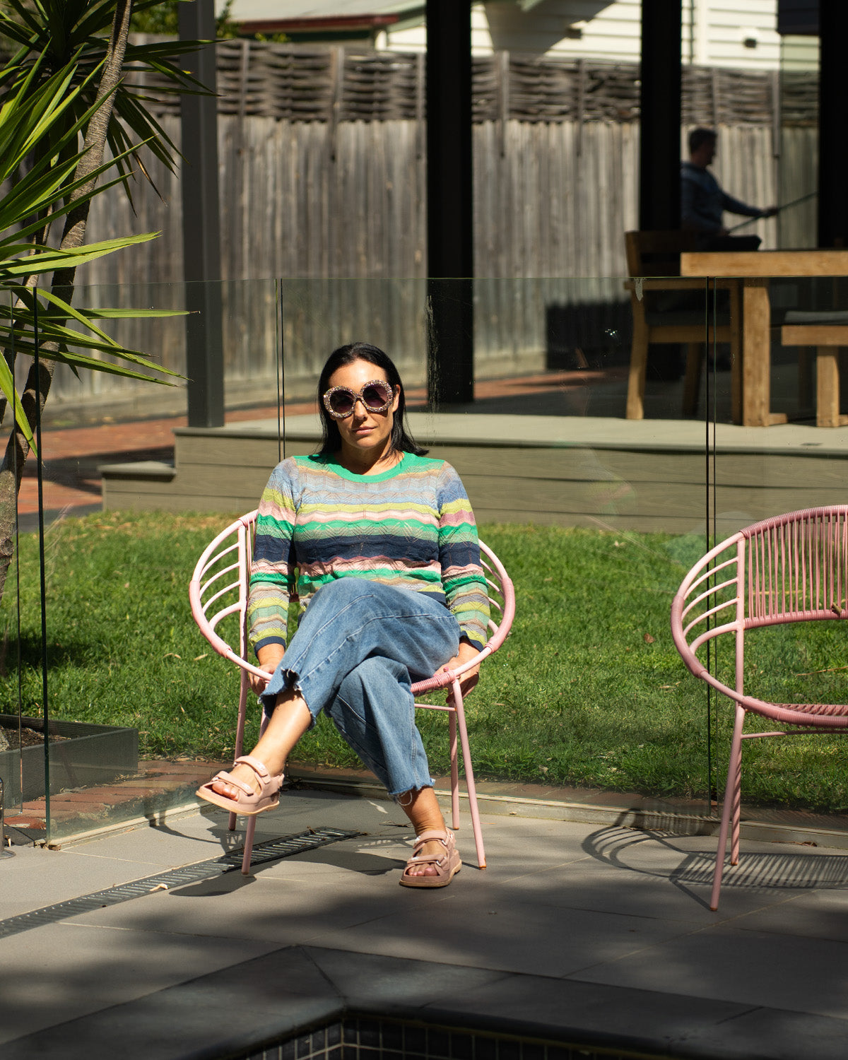 Breezy Stripe Rib Long Sleeve Knit - Greens