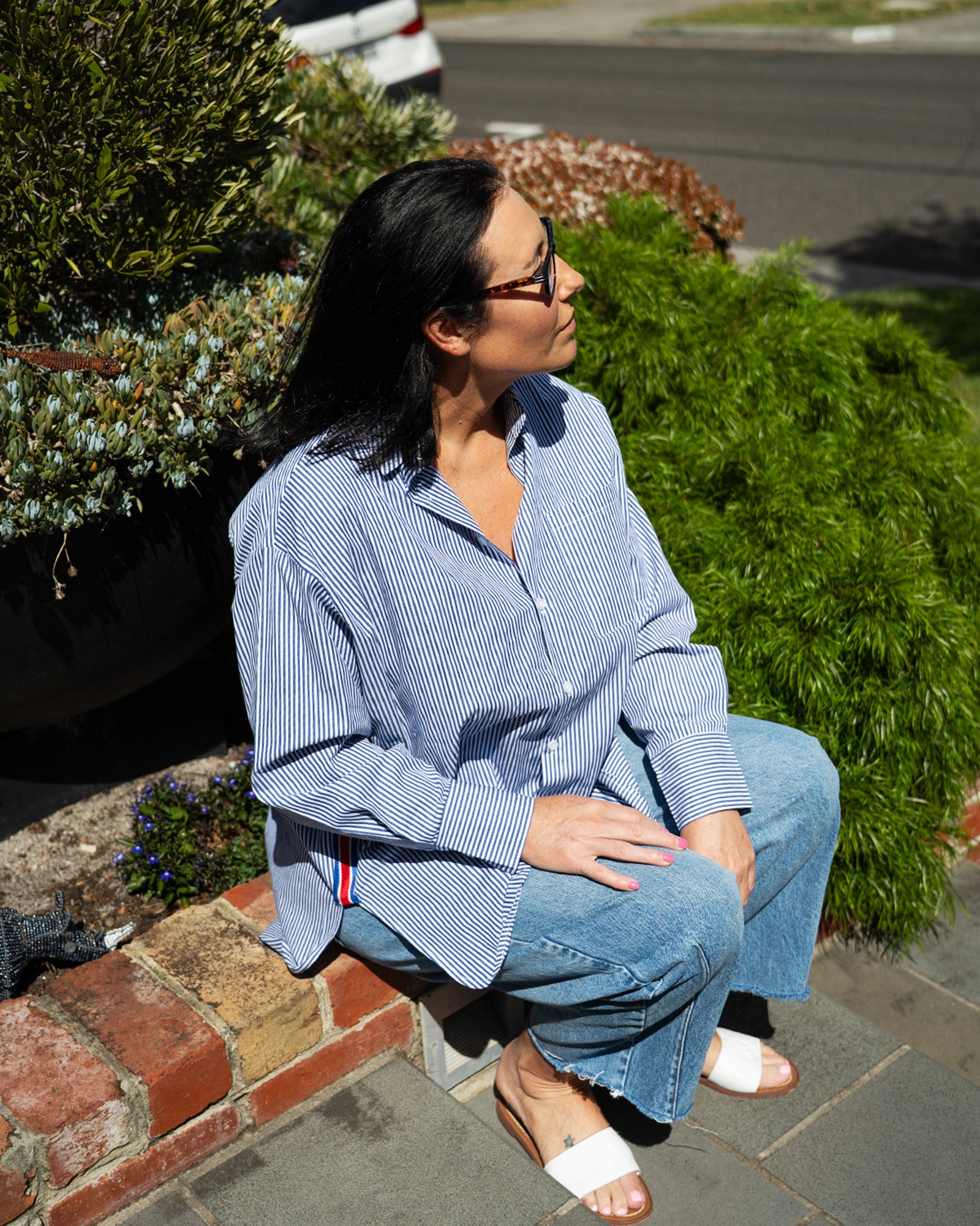 Rambling Rosie Striped Boyfriend Shirt