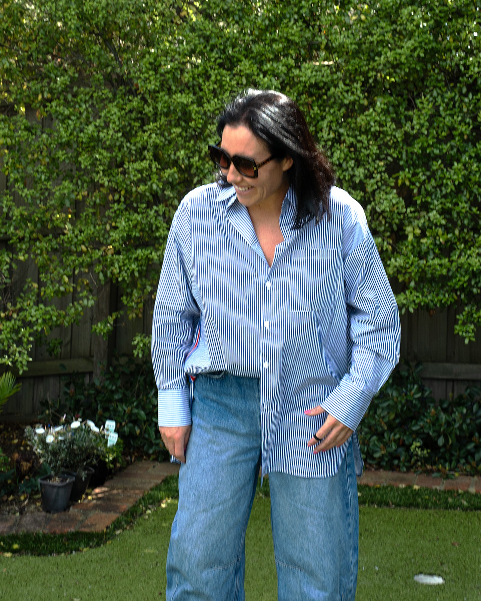 Rambling Rosie Striped Boyfriend Shirt