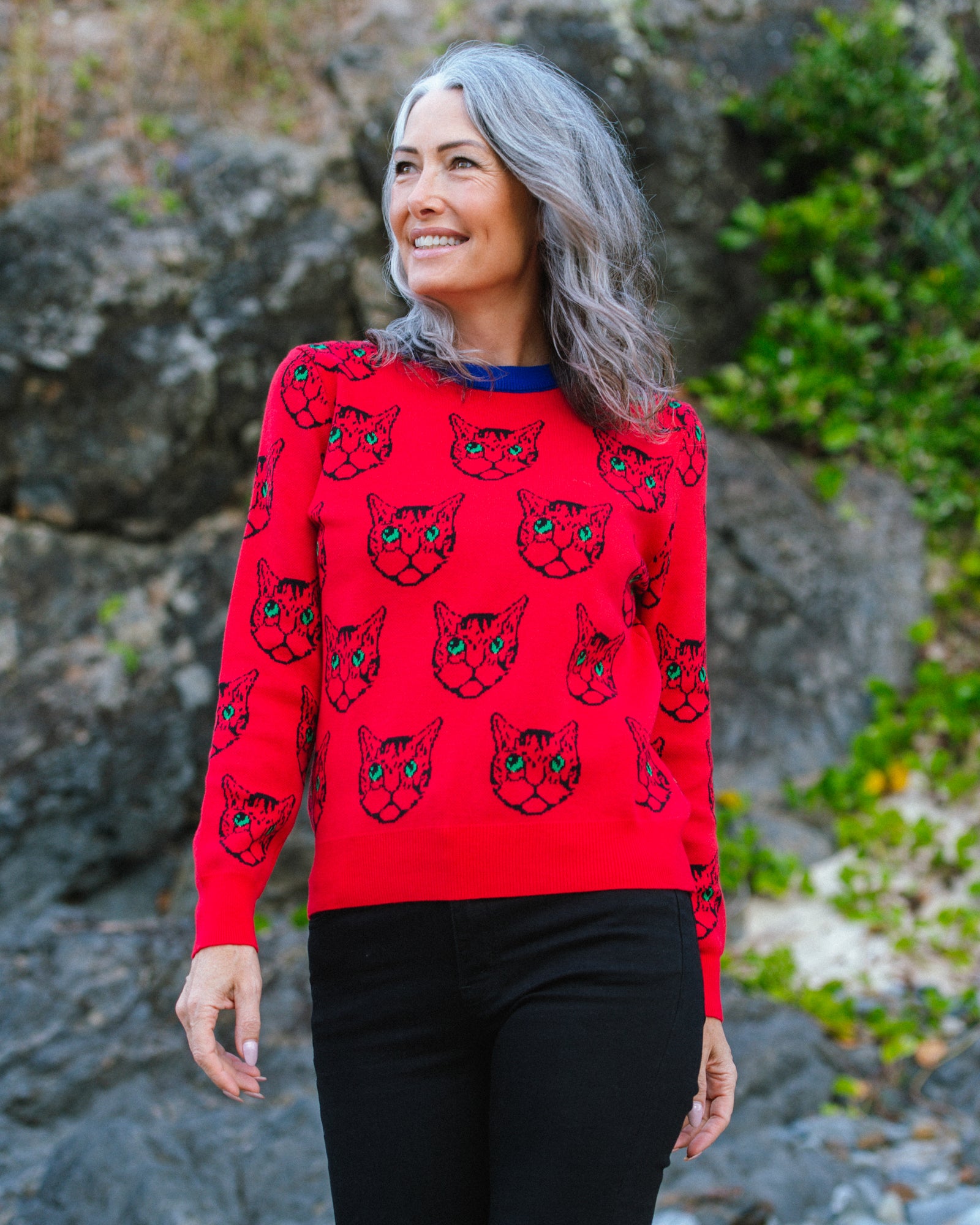 Kitty Kat Knit Jumper - Red