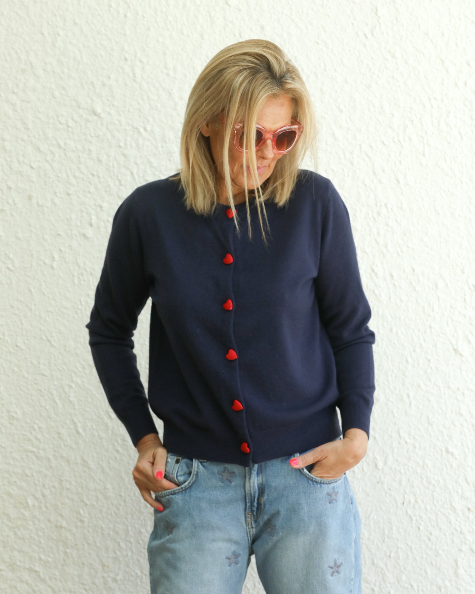 Amour Long Sleeve Cardigan in Navy