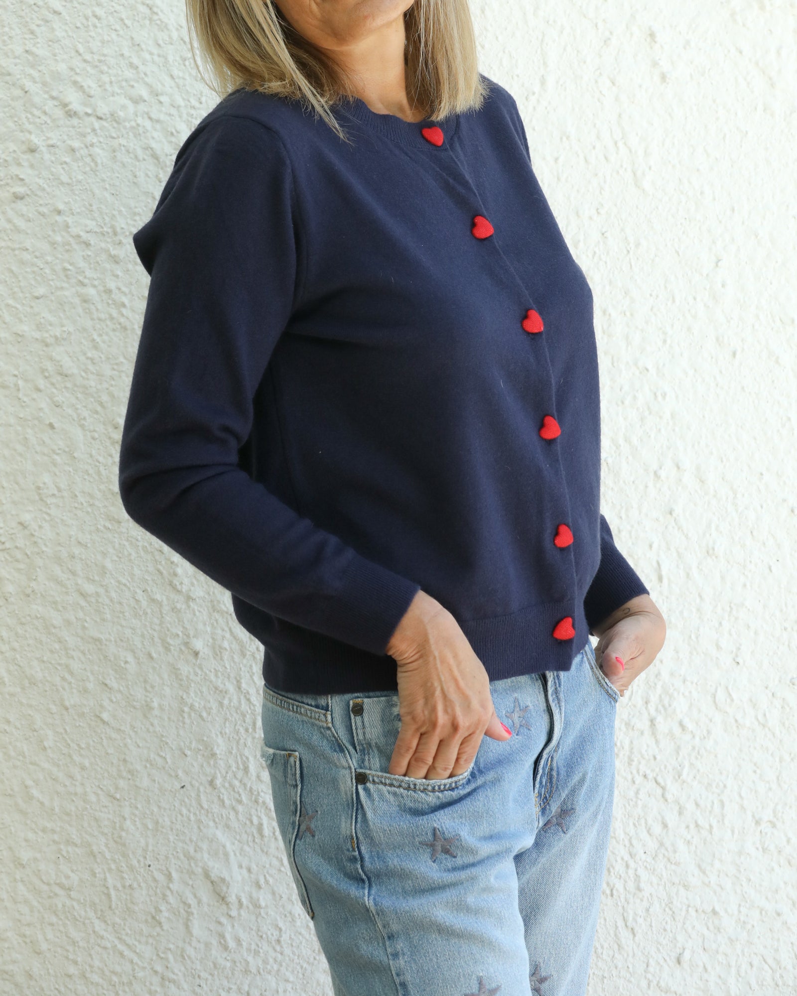 Amour Long Sleeve Cardigan in Navy