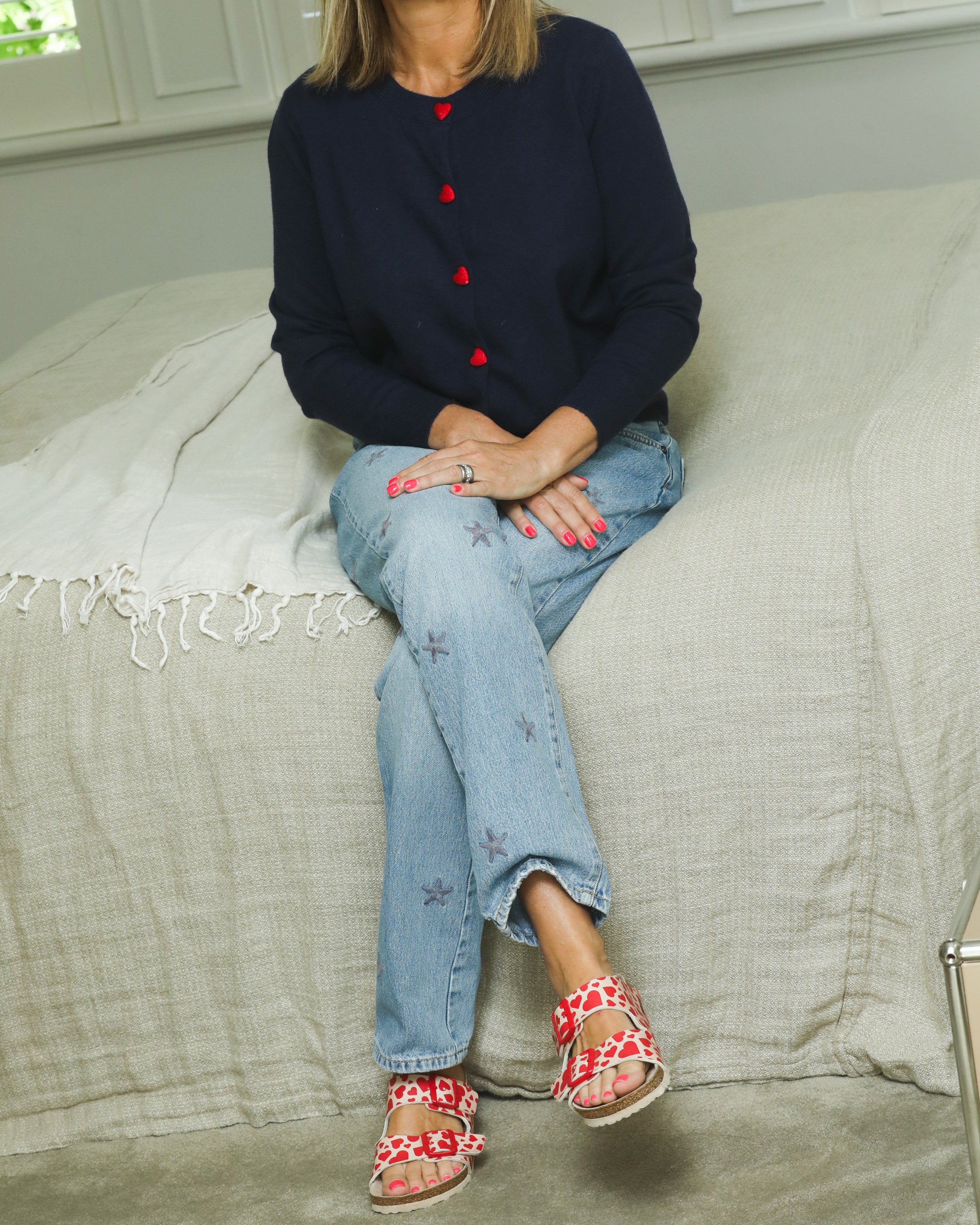 Amour Long Sleeve Cardigan in Navy