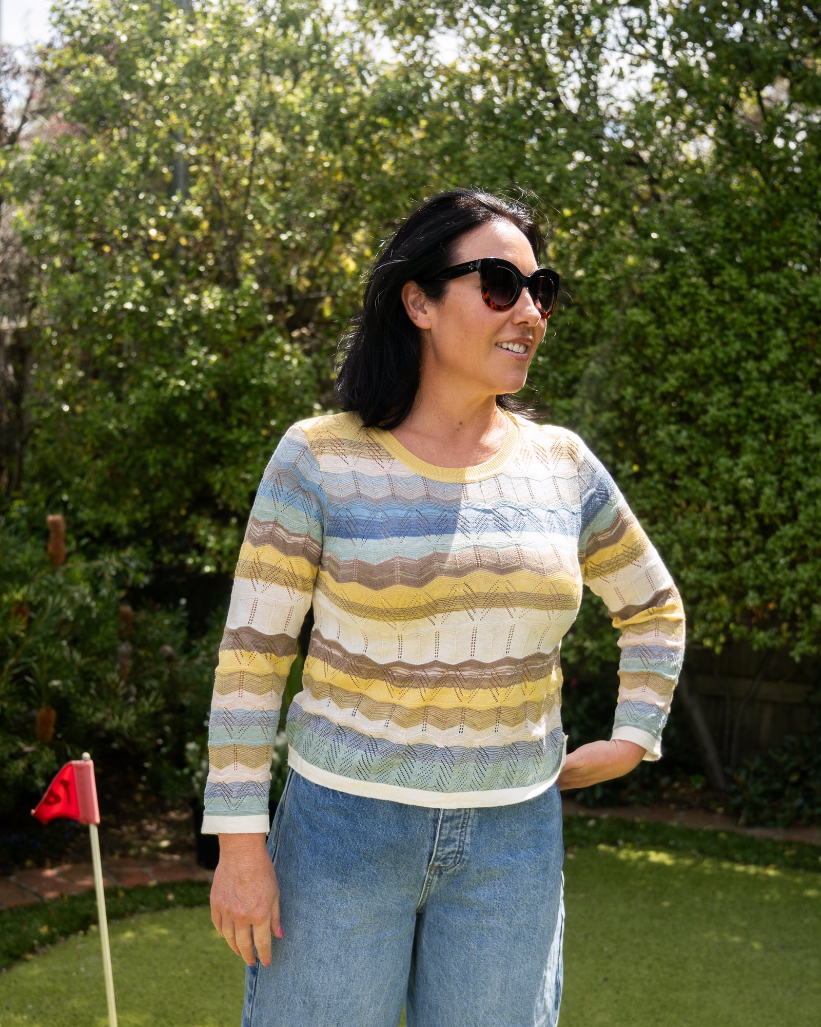 Breezy Stripe Rib Long Sleeve Knit - Spring Yellow
