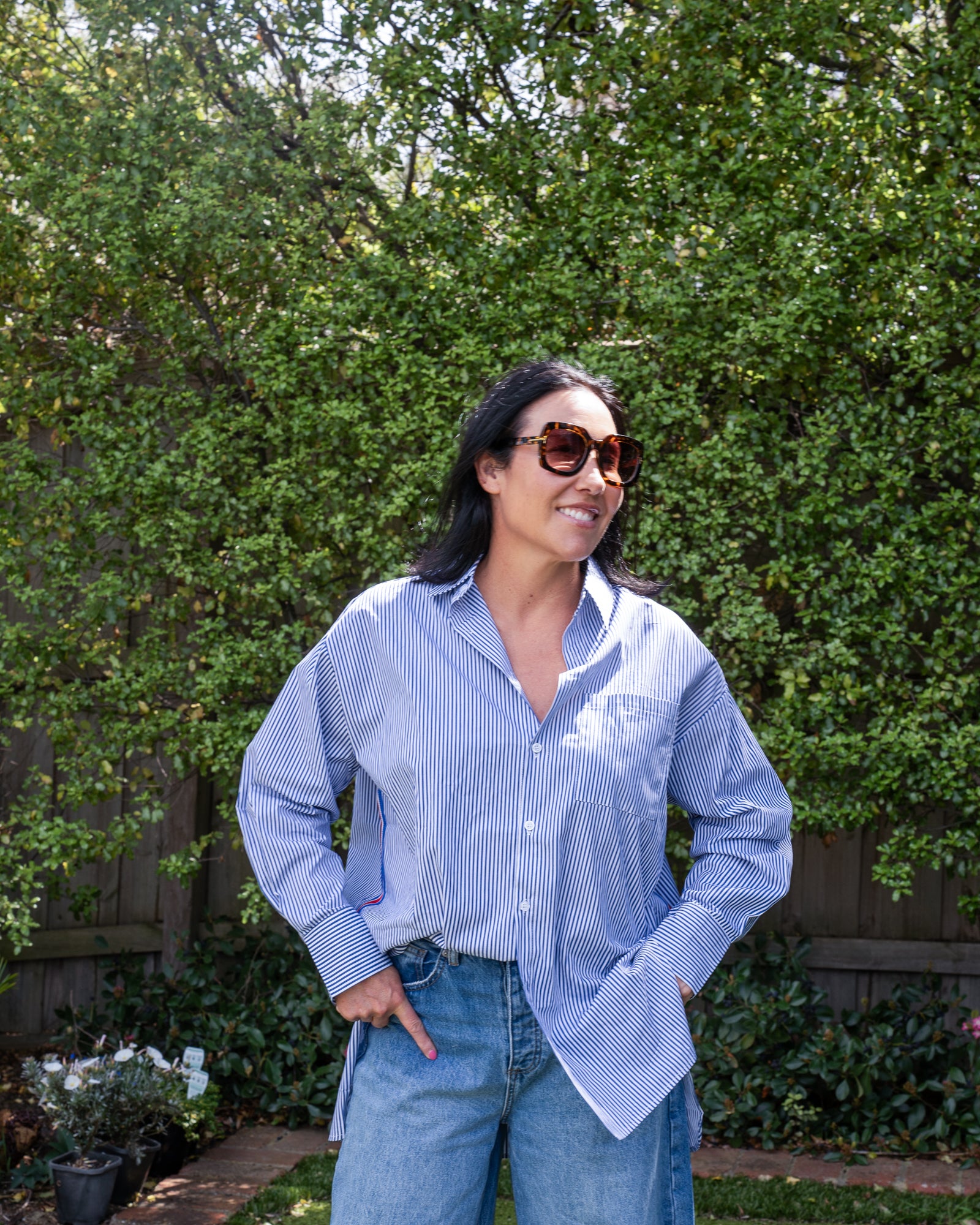 Rambling Rosie Striped Boyfriend Shirt