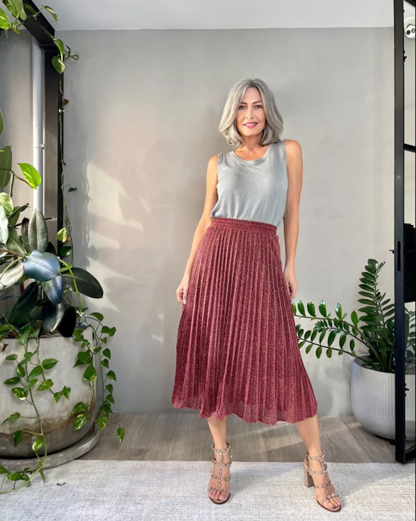 Elsie Shimmer Skirt - Rose