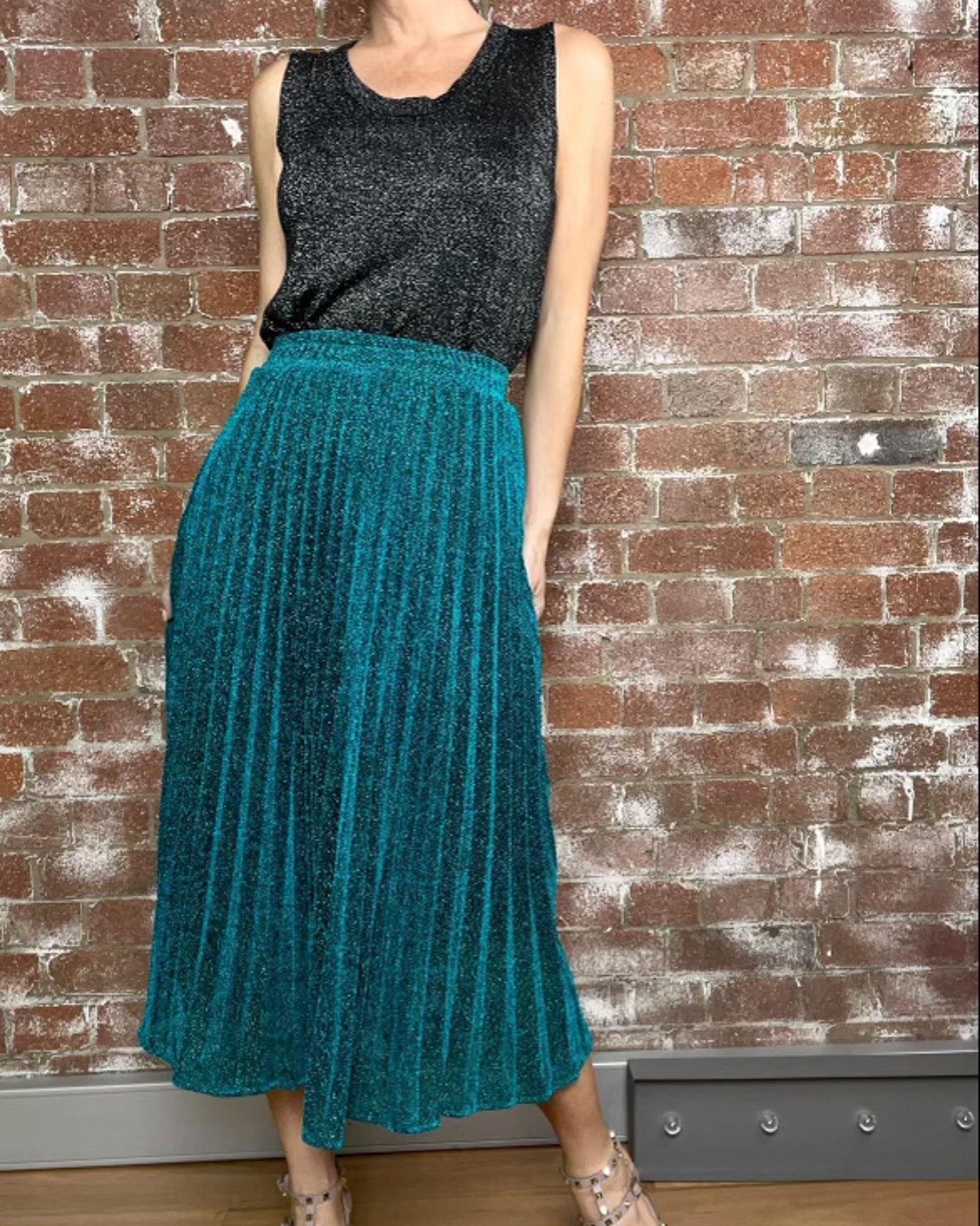 Elsie Shimmer Skirt - Emerald