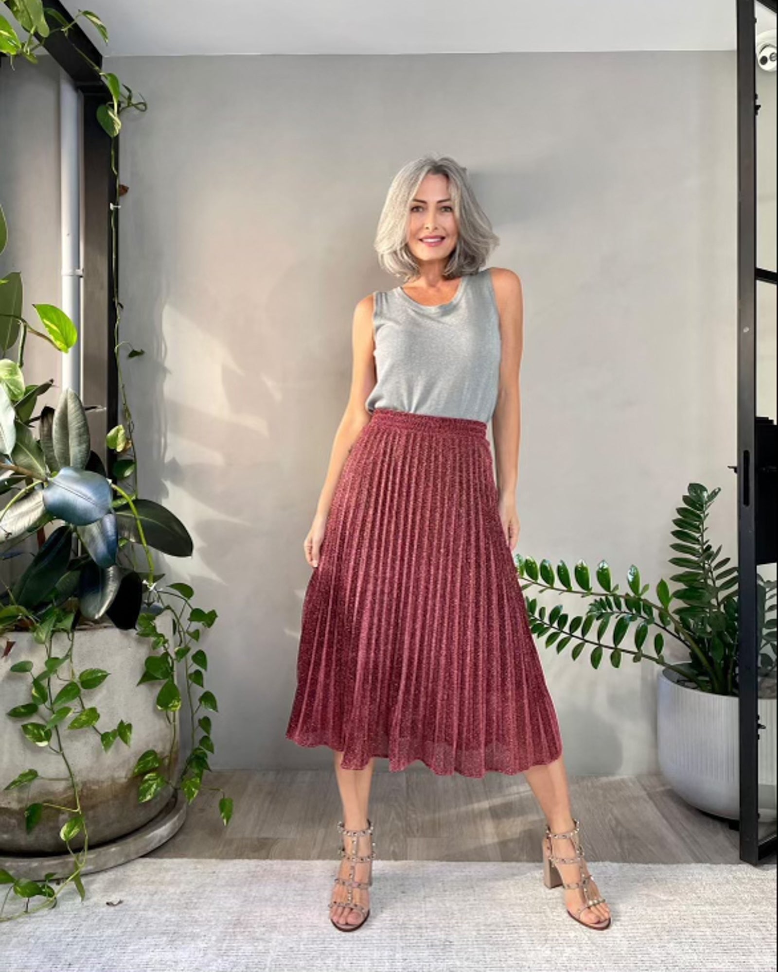 Elsie Shimmer Skirt - Rose