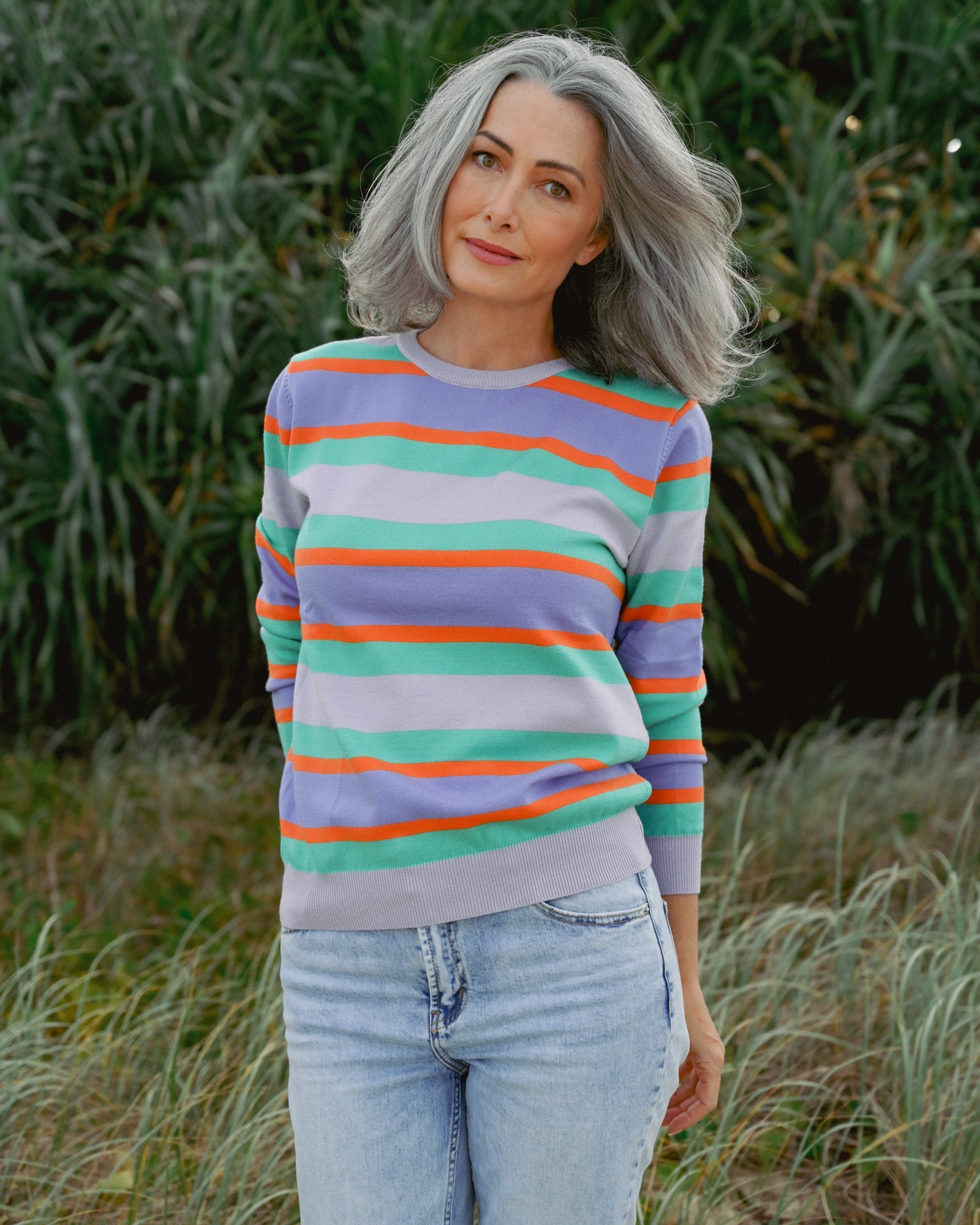 Carnival Stripe Knit Jumper - Mauve