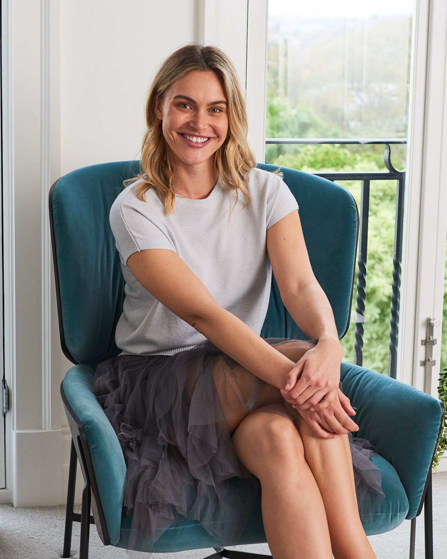 Short Sleeve Lurex - Silver/White