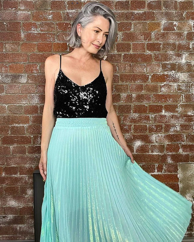 Polly Pleated Skirt - Aquamarine