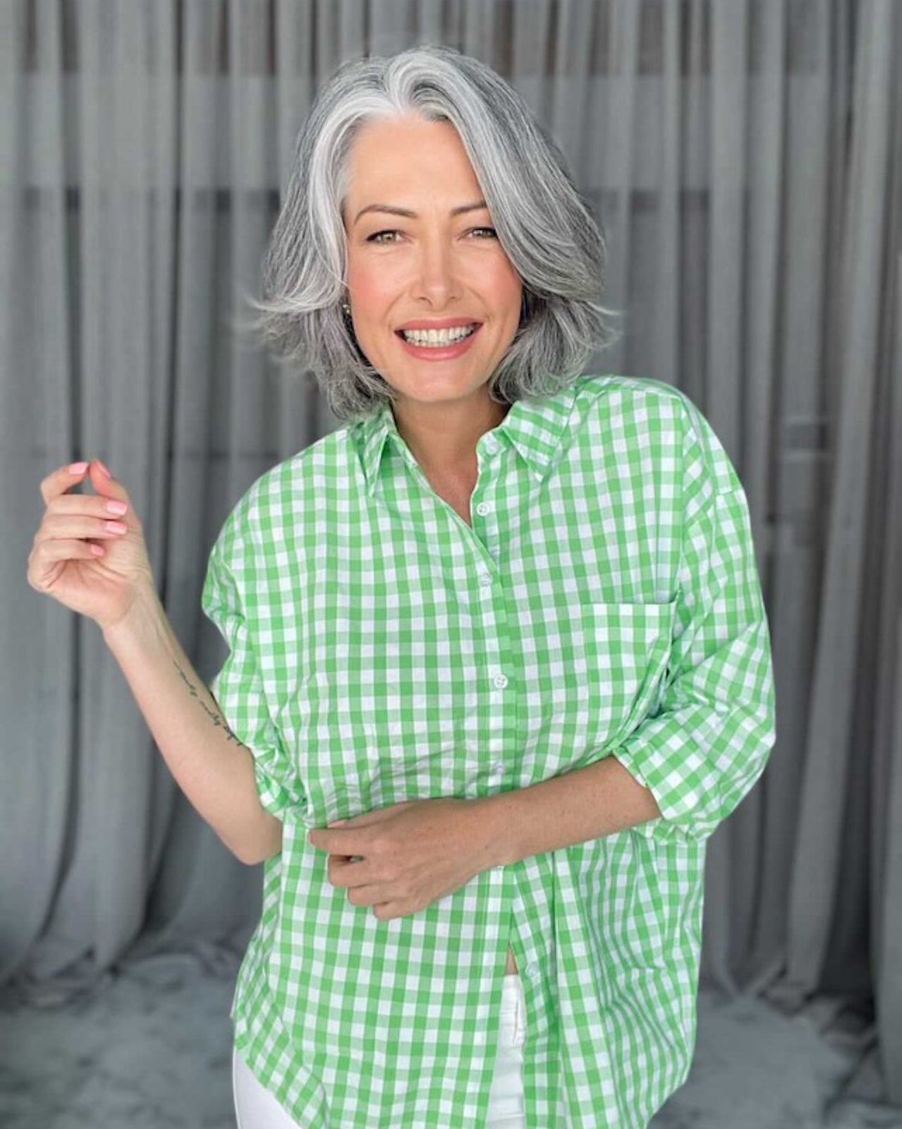 Oversized Gingham Boyfriend Shirt - Green